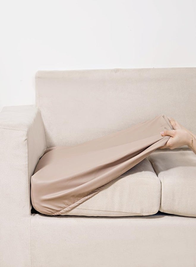 MIDODO Waterproof PU Leather Couch Cushion Cover 1pc Stretch Sofa Slipcovers Furniture Protector with Elastic Suitable for Armchair, Loveseat,3&4 Seater Sofa (1, Khaki) - Image 3